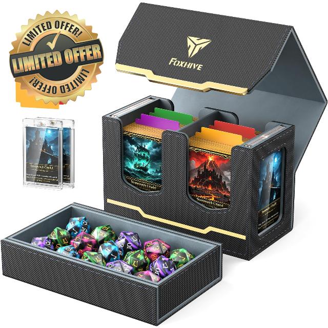 3-in-1 MTG Commander Deck Box with 35PT Magnetic Holders & Display Window                                                          Magnetic Trading Card Storage Box for 200+ Cards