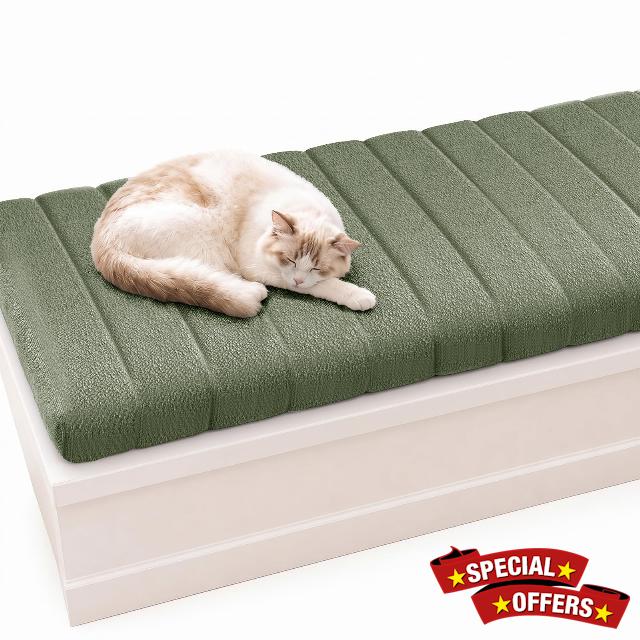 Bench Cushion Extra Thick 6.5 cm Window Seat Cushion Floor Cushion                                                          Teddy Fleece