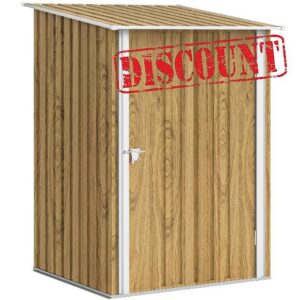 Outsunny 3.3 x 3.4 ft Lean to Garden Shed Metal Light Brown Wood Effect                                                          Outdoor Storage Shed