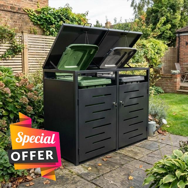 Nicoman Double Wheelie Bin Store with Lockable Door