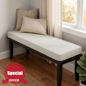 5cm Thick Indoor Bench Cushion Thick Bench Seat Cushion 100x40x5cm                                                          Off-white 1 Chenille fabric Bench Seat Cushion 2/3 Seater High Resilience Memory Foam for garden Indoo
