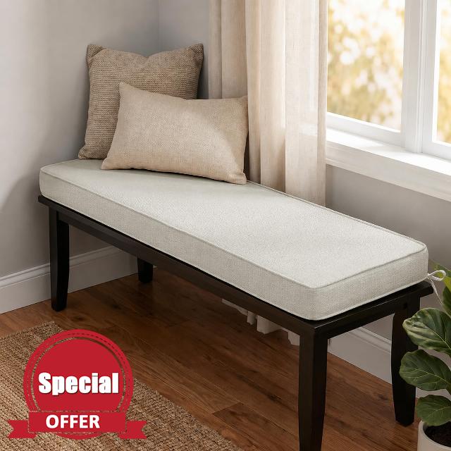 5cm Thick Indoor Bench Cushion Thick Bench Seat Cushion 100x40x5cm                                                          Off-white 1 Chenille fabric Bench Seat Cushion 2/3 Seater High Resilience Memory Foam for garden Indoo