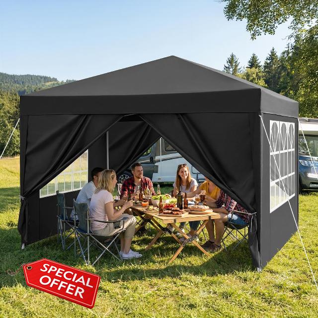 Bonnlo Pop Up Gazebo with Sides 3x3m