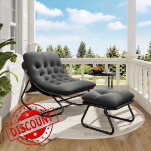 Aoxun Garden Rocking Chairs with Stool