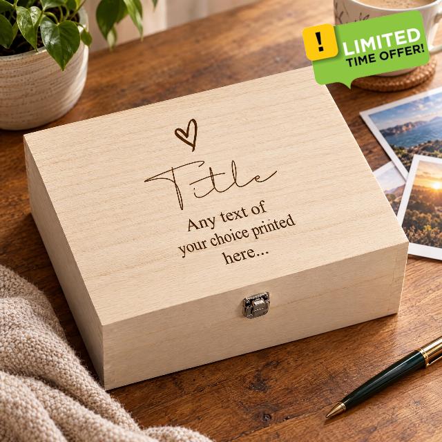 ukgiftstoreonline Personalised Wooden Engraved Keepsake Box Custom Title & Sentiment (Large 30CM BOX)