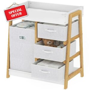 AIYAPLAY Baby Changing Table with 3 Drawers for Newborn & Infant White                                                          Baby Changing Unit