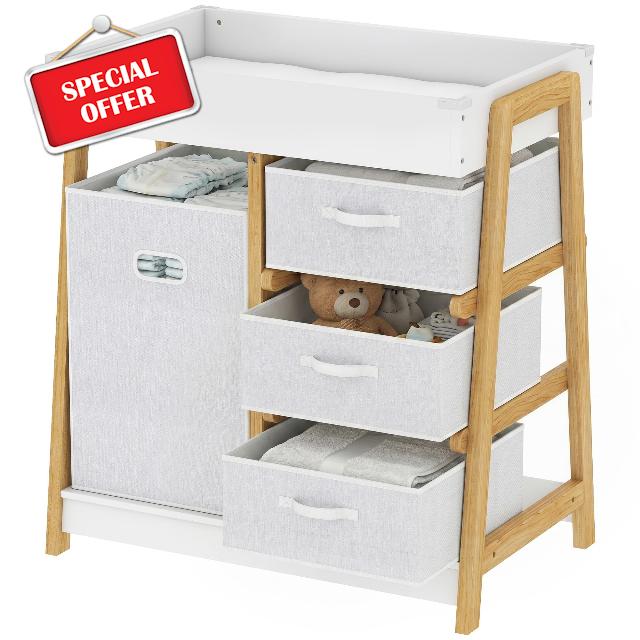 AIYAPLAY Baby Changing Table with 3 Drawers for Newborn & Infant White                                                          Baby Changing Unit