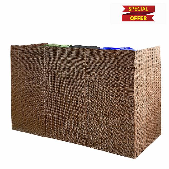 Coopers of Stortford - Triple Willow Wheelie Bin Screen - 3 Panels with Hinged Access for Easy Bin Collection - Garden Privacy Scree