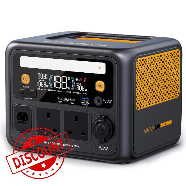 VTOMAN New JUMP 600X Portable Power Station 600W-268.8Wh LiFePO4 Battery                                                          1.5H Fast Charging 0-80%