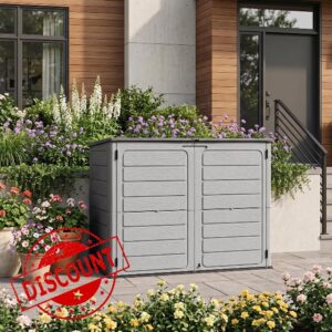 Panana Plastic Garden Storage Shed With Shelf And Floor Lockable Outdoor Storage House Tool Shed Box