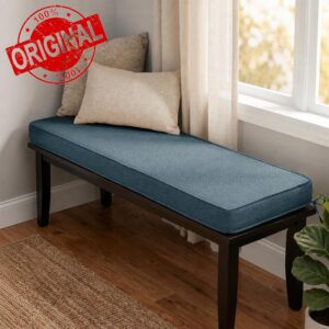 5cm Thick Indoor Bench Cushion Thick Bench Seat Cushion 190x40x5cm                                                          Misty blue 17 Chenille fabric Bench Seat Cushion 2/3 Seater High Resilience Memory Foam for garden Indoo