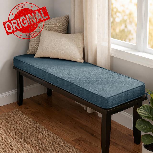 5cm Thick Indoor Bench Cushion Thick Bench Seat Cushion 190x40x5cm                                                          Misty blue 17 Chenille fabric Bench Seat Cushion 2/3 Seater High Resilience Memory Foam for garden Indoo