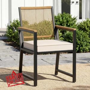 LIFERUN Rattan Garden Chairs with 7cm Removable Cushion