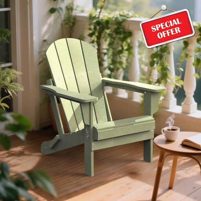 Mona Vale Folding Adirondack Chair HDPE Outdoor Garden Patio Armchair                                                          Folding Design