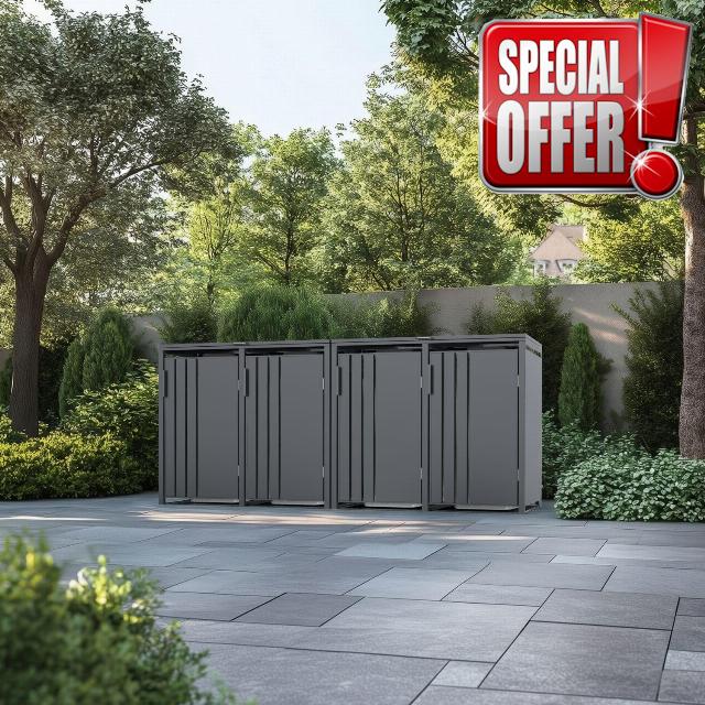 Phoenix GB4400AA Quad Wheelie Bin Store in Anthracite