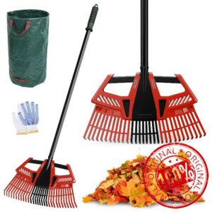 3-in-1 Leaf Rake for Garden 185CM Adjustable Height 30 Tine Detachable                                                          30" Wide Rake Head Long handle Lightweight Yard Cleaning Tool for Leaves