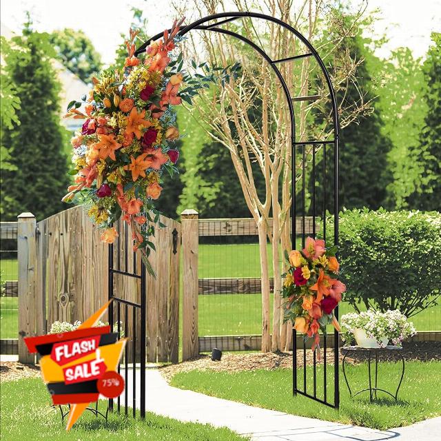 Heavy Duty Metal Garden Arch Trellis Arbor for Climbing Roses & Vines                                                          Freestanding 2 Panel Privacy Screen