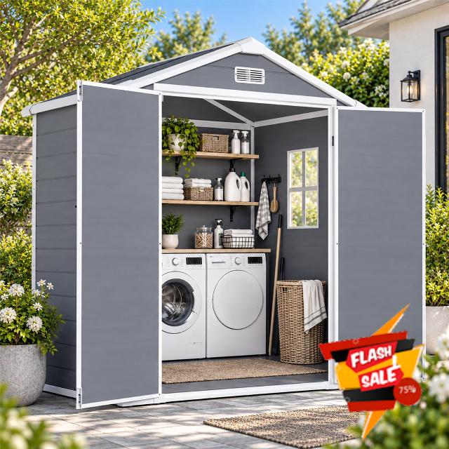 Aoxun 6x4 FT Plastic Shed with Floor Included