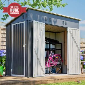 8x4ft Outdoor Metal Shed with Base Frame