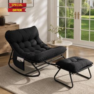 LIFERUN Outdoor Rocking Chair with Stool