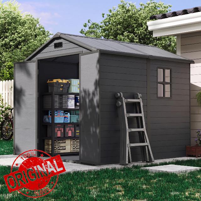 Aoxun 6x8 FT Plastic Garden Shed with Floor&Window