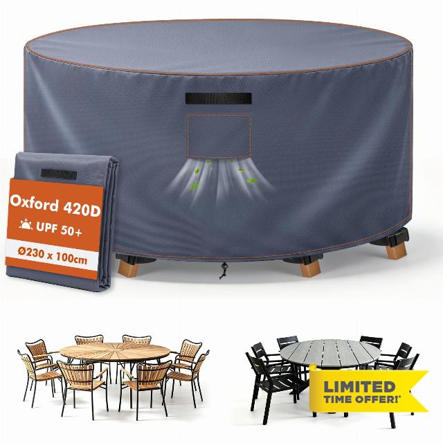 Garden Furniture Covers Waterproof Ø230x100cm For Outdoor Table                                                          Heavy duty waterproof