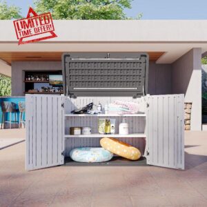 Aoxun 900L Outdoor Storage Box with 2 Shelves