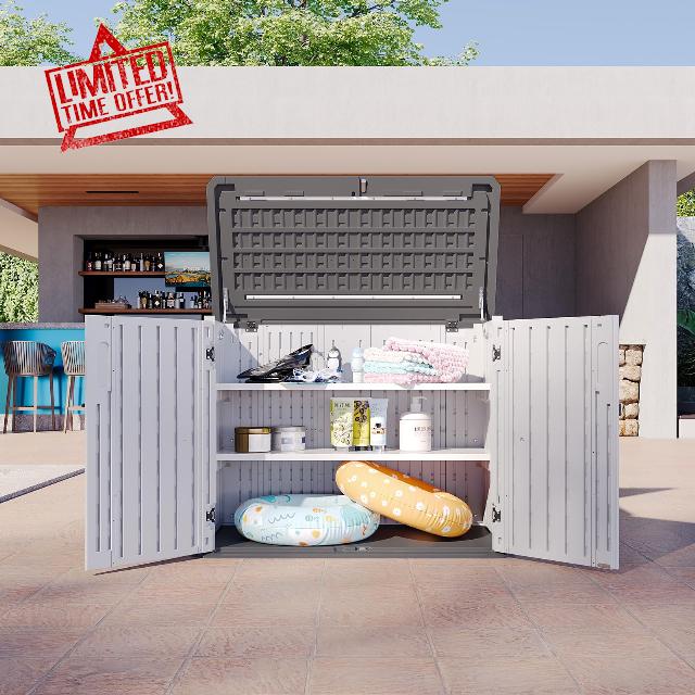 Aoxun 900L Outdoor Storage Box with 2 Shelves