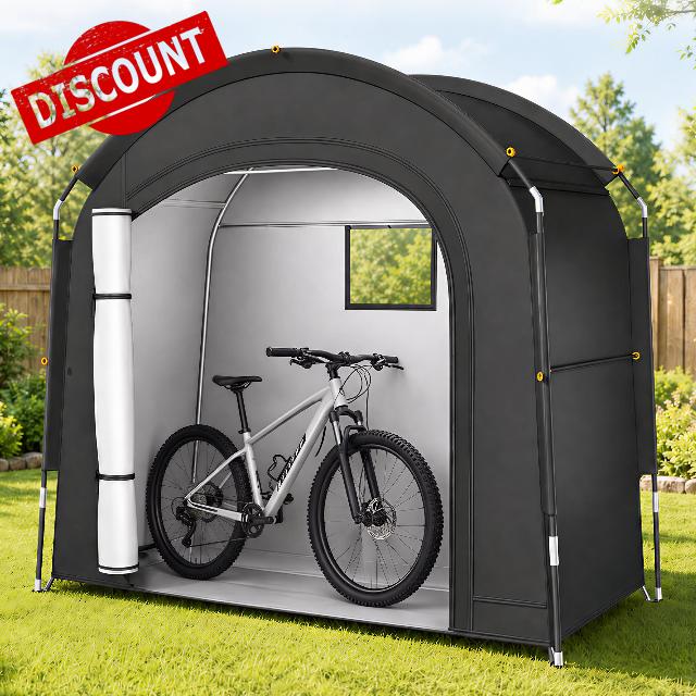 Bike Tent for Outside Storage – Waterproof 210D Oxford for 1–2 Bikes                                                          Anti-UV Garden Storage Tent with Ventilation Window Ground Pegs and Carry Bag for Motorcycle Garden Tools Lawn Mowe