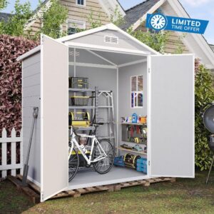 Aoxun 6x4 FT Plastic Garden Shed with Floor & Window