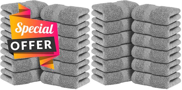Infinitee Xclusives 100% Cotton Luxury Wash Cloths for Showering - 24 Pack