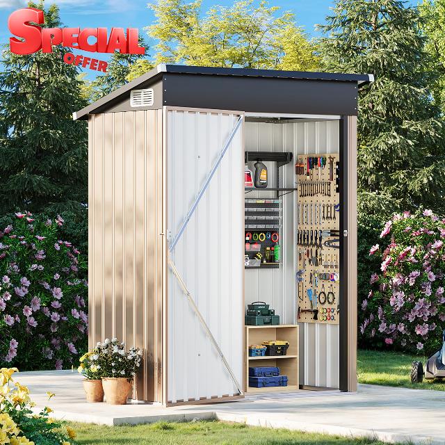 CoziBB 5x3 ft Metal Garden Shed