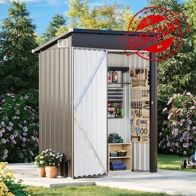 CoziBB 5x3 ft Metal Garden Shed
