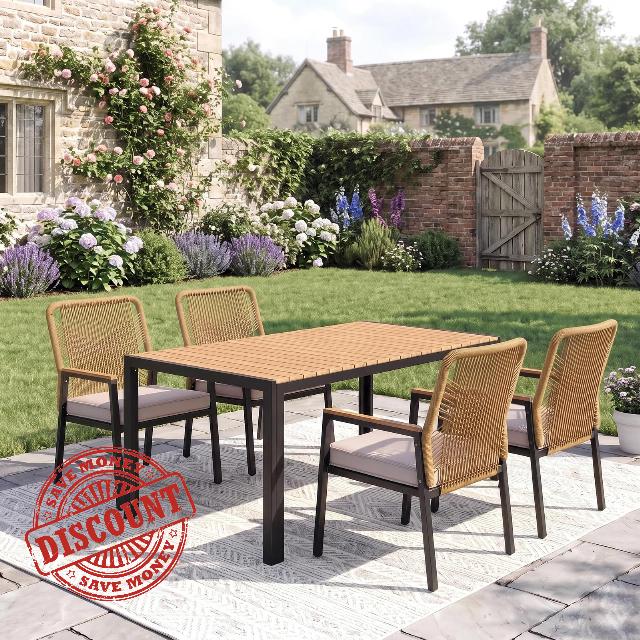 LIFERUN Garden Dining Set for 4-6