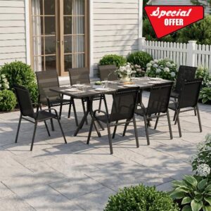 ALAULM Stackable Garden Chairs Set