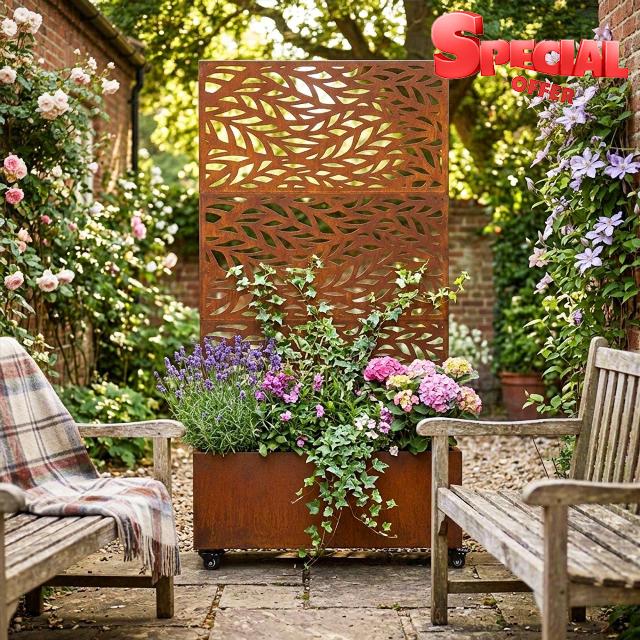 Nicoman Indoor/Outdoor Privacy Screen with Planter Box