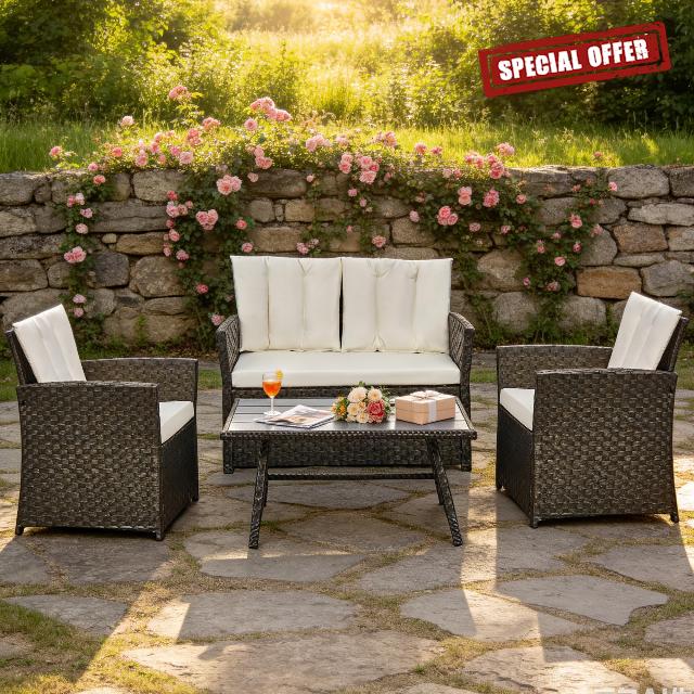 Aweather 4Pc Rattan Garden Set - Patio Sofa