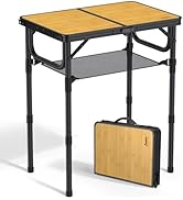 Anbte Folding Camping Table, Aluminum 88 cm x 40 cm Portable Table Picnic Table with Storage Net ...