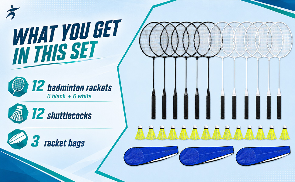 Text reads 'Durable Nylon Shuttlecocks' and 'Composite cork head + tough nylon skirt. Durable, flexible and reusable for repeated outdoor play.' Bright yellow nylon badminton shuttlecocks displayed on racket and held in hand with white badminton.