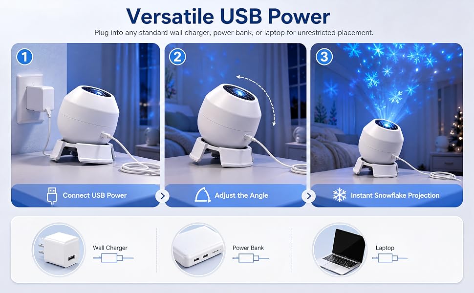 Text reads: 'Traditional Setup', 'Stress-Free Setup', 'Eliminate tricky ladder work and manual wires with quick full-second setup installation', '60', 'min', '36 sec'. Product comparison showing traditional setup versus stress-free setup with a white spherical projector device on bedside table.